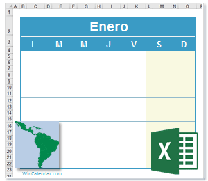Calendario Excel America Latina