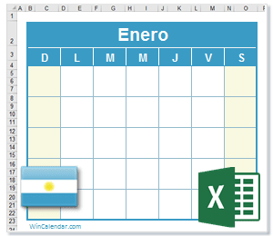 Calendario Excel Argentina