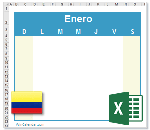 Calendario Excel Colombia