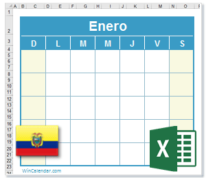 Calendario Excel Ecuador