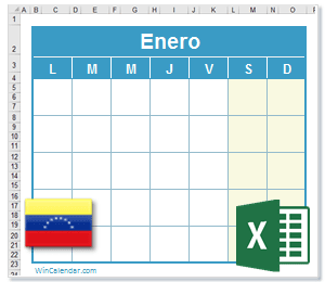 Calendario Excel Venezuela