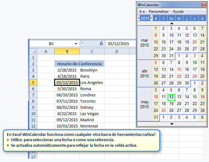 Calendário para o Microsoft Excel