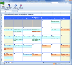 Calendario mensual con los datos de iCal en Excel