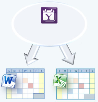 Exportação calendário Yahoo para o Word e Excel