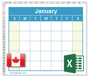 Calendar Excel Canada