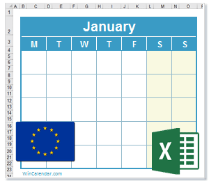 Calendar Excel European Union