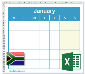 calendar excel south africa