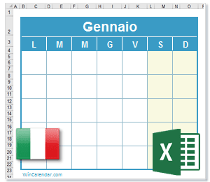 Calendario Excel Italia