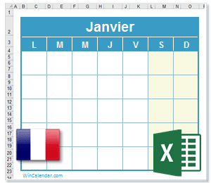 Calendrier Excel France