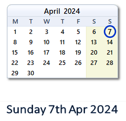 7 April 2024 calendar