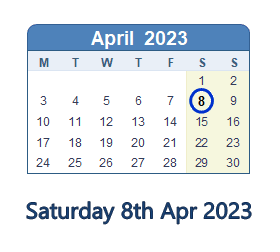 8 April 2023 calendar