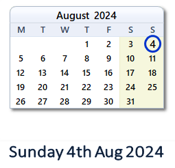 4 August 2024 calendar