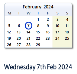 7 February 2024 calendar