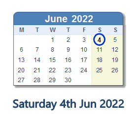 4 June 2022 calendar