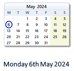 6 May 2024 calendar