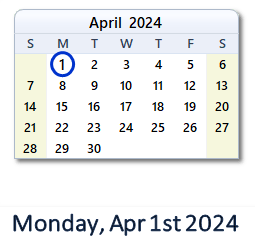 1 April 2024 calendar