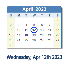 April 12, 2023 calendar