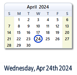 April 24, 2024 calendar