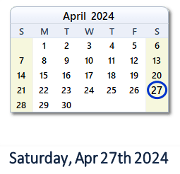 April 27, 2024 calendar