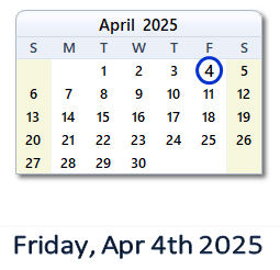 4 April 2025 calendar