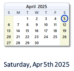 5 April 2025 calendar