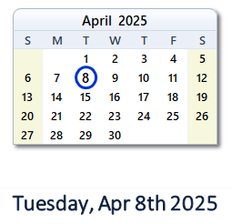April 8, 2025 calendar