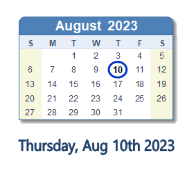 August 10, 2023 calendar