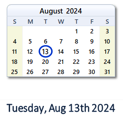 August 13, 2024 calendar