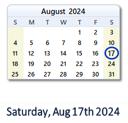 17 August 2024 calendar