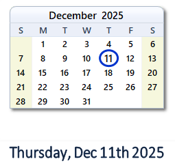December 11, 2025 calendar