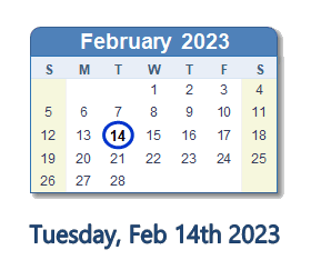 February 14, 2023 calendar