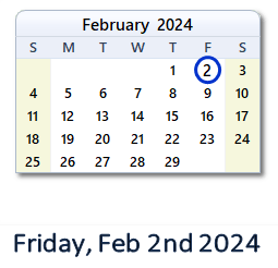 February 2, 2024 calendar