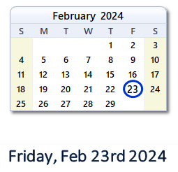February 23, 2024 calendar