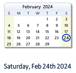 February 24, 2024 calendar