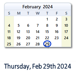 29 February 2024 calendar