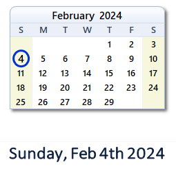 February 4, 2024 calendar