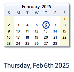 6 February 2025 calendar