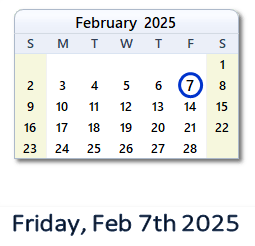 7 February 2025 calendar