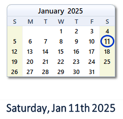 11 January 2025 calendar