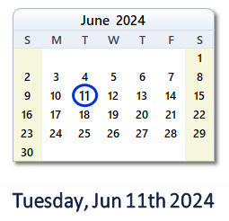 11 June 2024 calendar