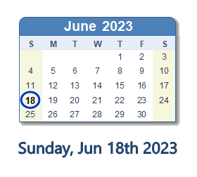 June 18, 2023 calendar