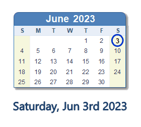 3 June 2023 calendar