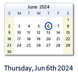 6 June 2024 calendar