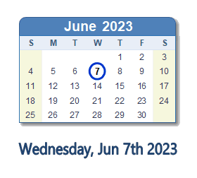 June 7, 2023 calendar
