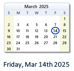 March 14, 2025 calendar