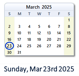 March 23, 2025 calendar