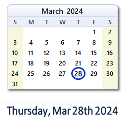 March 28, 2024 calendar
