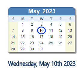 May 10, 2023 calendar