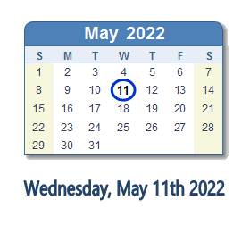 May 11, 2022 calendar