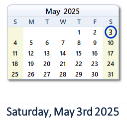 May 3, 2025 calendar